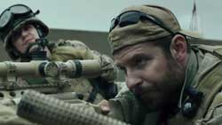 Bradley Cooper takes on a heavy burden as Chris Kyle in the highest-grossing film of 2014, American Sniper.