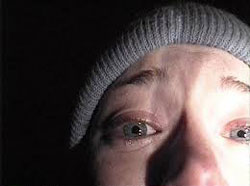 Heather Donahue, scared as hell, in the Blair Witch Project