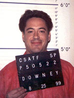 Robert Downey, Jr. mugging for the mugshot camera in 1999.