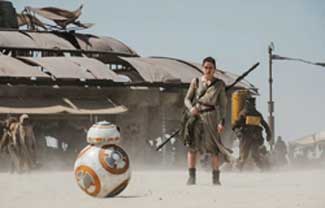 Rey (Daisy Ridley) and BB8 welcome a new generation into that galaxy far, far away in the top-grossing sci-fi film of all time, Star Wars: The Force Awakens