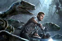 Chris Pratt leads the charge of the raptor brigade in the top action movie of 2015, Jurassic World