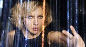 Scarlett Johansson gets cyber-natural in the top 2014 sci-fi film Lucy.